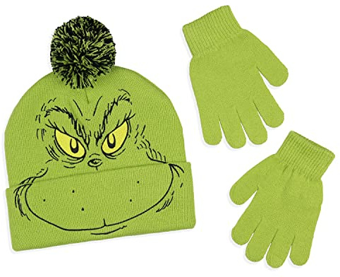 Dr. Seuss The Grinch Who Stole Christmas Beanie und Handschuh-Set, Grün, Grün , Einheitsgröße