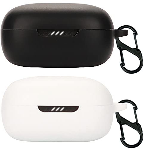 Acadeny Compatible for JBL Live Pro TWS 2 Headphone Case, [Supports Wireless Charging] [Shockproof Protective Case] Silicone Headphone Case (Black-White)