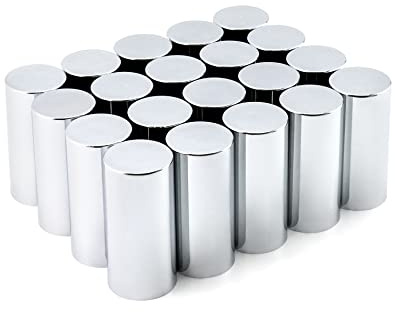 QWORK Lug Nut Covers Caps, 20 Pack ABS Chrome Plastic Nut Caps, 33mm Cylinder Nut Cover, Thread On Fit, Screw-on Lug Nut Covers, for Semi Trucks, Trailers
