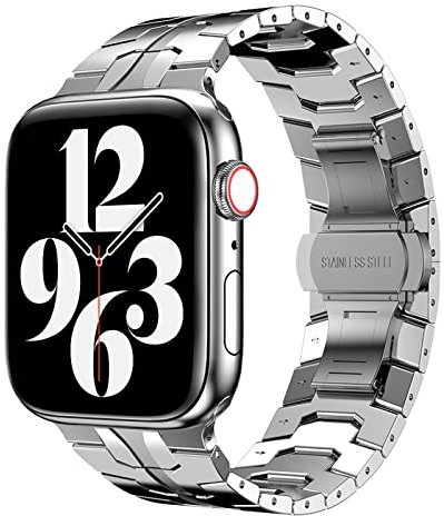 Compatibile con Apple Watch Band 38 mm, 40 mm, 41 mm, 42 mm, 44 mm, 45 mm, 49 mm, cinturino di ricambio per iWatch serie Ultra 8, 7, 6, 5, 4, 3, 2, 1SE, argento, 38/40/41 mm