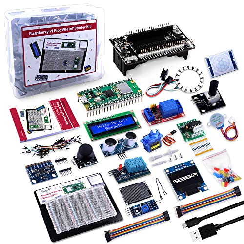 GeeekPi Raspberry Pi Pico W IoT Starter Kit - MicroPython Programming Kit with Pico W, Breadboard, I2C 1602 LCD Display, 9g Micro Servo