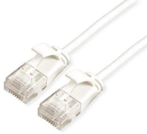 ROLINE GREEN UTP Patch Cable Cat.6A (Clase EA), LSOH, Delgado, Blanco, 0,15 m