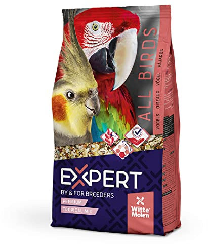 Witte Molen, Expert Premium Tropical Mix 12,5 kg, Auswahl an Zutaten von Luxe, auch Leckerli für Papageien, enthält Verschiedene Arten von Nüssen und Körnern