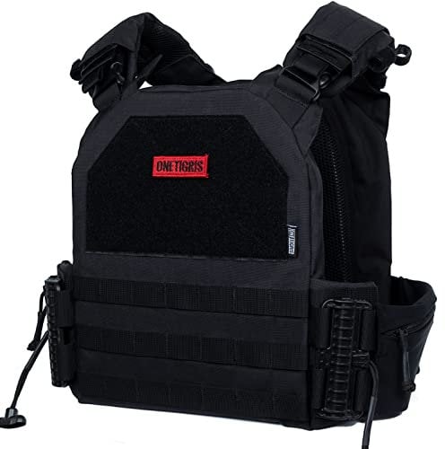 OneTigris Tactical Power Weight Vest, Adjustabel Breathable Weighted Vest with Quick Release Buckle and Side Pocket, Heavy Plate Carrier for Men Women for Workout, Fitness, Running(Plate Not Include)