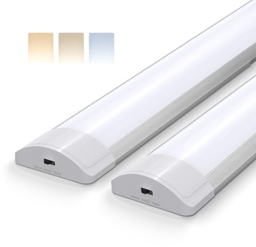 Barrina LED Batten Light 113cm, 36W 3750lm, 3000K/4000K/6500K Color Changeable, LED Tube Lights for Kitchen Office Garage Workshop Lighting, Ceiling Fluorescent Strip Light, 2 Packs