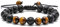 TINGN Chakra Armband Natur 8mm Edelstein Halbedelstein Runde Perle Schwarzes Lavagestein Tigerauge Perlen für Männer Damen Stressabbau Yoga Energiestein