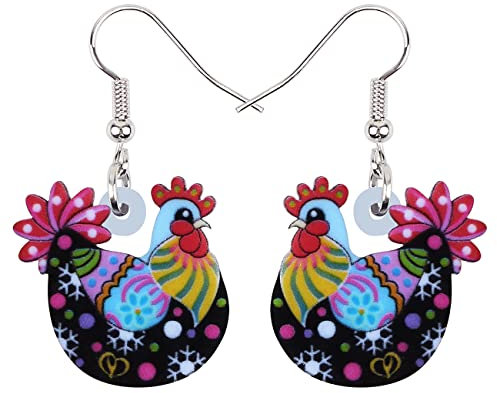 BAMAY Anime Henne Huhn Ohrringe baumeln Acryl Bauernhof Tiere Schmuck lustig Huhn Geschenke für Frauen Mädchen Charms (Mehrfarbig 025)