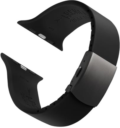 Archer Watch Straps - Cinturini Su Misura in Silicone per Apple Watch (Nero, Chiusura Grigia, 40/41/42mm)
