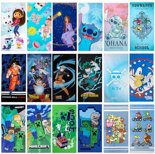 Characters Cartoons - Strandtuch Handtücher Meer Pool 100% Baumwolle - Kinder Jungen - Thema Manga Anime Videospiele Filme Cartoon - Offizielle Lizenz [70_x_140_cm - 102 Schwarz]