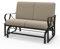 KOMFOTTEU 2-Sitzer Schaukelstuhl mit robuster Eisenrahmen, Doppelschaukelstuhl mit abnehmbarem weichem Kissen, Gartenbank mit hoher Rückenlehne & ergonomischen Armlehnen, Khaki