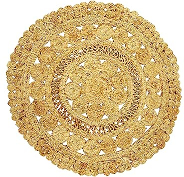 carpetfine Juteteppich Finn Rund Naturfarbe Beige Ø 90 cm handgewebt aus Jute | Moderner Naturteppich Uni im Boho - Style Teppich Rund für Wohnzimmer, Schlafzimmer und Küche