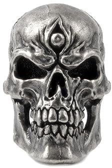 FLAMEDUKE Messer-Schlüsselband, Paracord-Perlen, Totenkopf-Perlen, handgegossener Kupfer-Totenkopf-Anhänger, für EDC-DIY-Paracord-Zubehör, Charm-Bartperlen für Herren (FD-048-B)