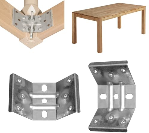 Evotrade Set mit 4 Eckstützen für Innenbein von Tischen, Montageplatten aus verstärktem Stahl, Höhe 90 mm