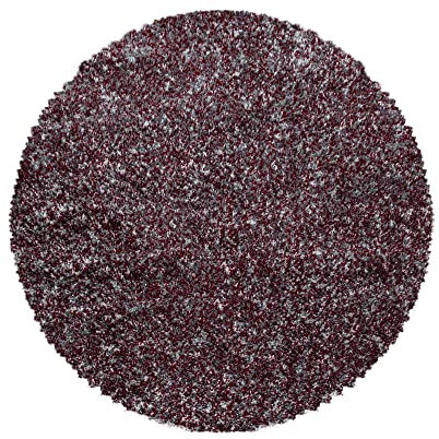 Carpetsale24 Runder Hochflor Teppich Ø 160 cm Rot – Meliertes Design, Weich & Pflegeleicht, Shaggy Teppich mit Jute-Rücken – Perfekt für Wohnzimmer