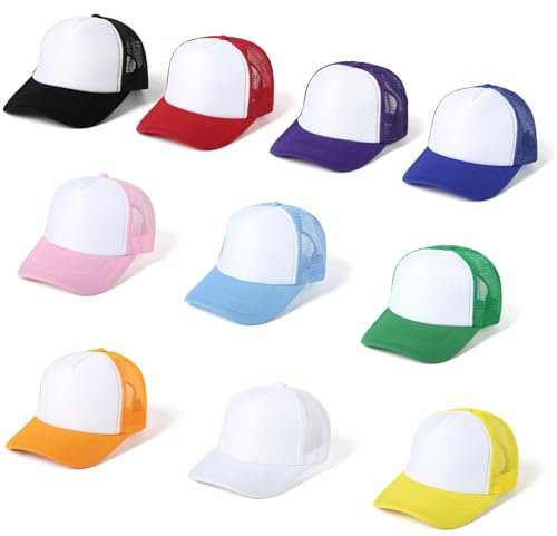 Trucker-Hüte mit Sublimationsdruck, Bequeme Polyester-Mesh-Trucker-Hüte, Unisex, Netz-Baseball-Snapback-Kappen, Sommer-Mesh-Kappen für Männer und Frauen, 10 Farben, 10 Stück, wie abgebildet, 1