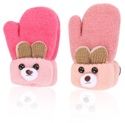 2 Paar Kinderhandschuhe, Baby Warme Handschuhe, Gestrickte Kinderhandschuhe, Warme Winter Winddichte Niedliche Tierkinderhandschuhe, Samtverdickte Anti-Kälte-Handschuhe