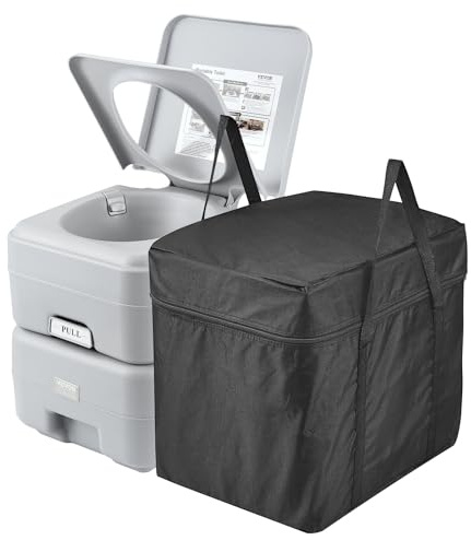 VEVOR Portable Toilet for Camping, Porta Potty with Carry Bag, 20 L Waste Tank & 12 L Flush Tank, Push-Button Pressurized Flush Commode with Level Indicator, for Adults Kids Camping Car RV Trips