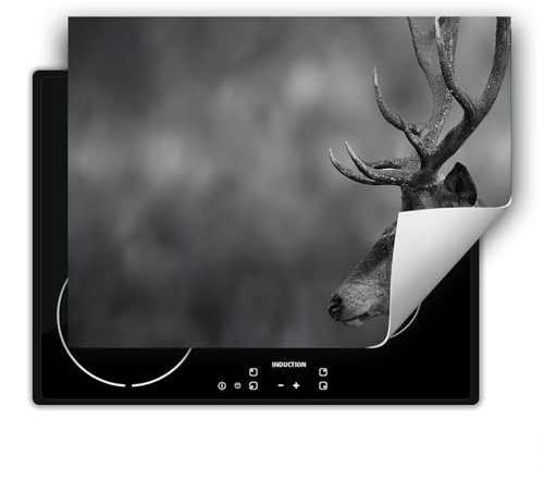 SMTDeco herdabdeckplatte Induktionsmatte herdabdeckung ceranfeld abdeckplatten für ceranfelder induktionskochfeld schutzmatte 80x52 cm Hirsch Grau