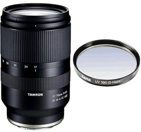 TAMRON 17-70mm F/2.8 Di III-A VC RXD Zoom-Objektiv für spiegellose APS-C-Systemkameras - für Sony E-Mount & Hama UV-Filter 67mm (Schutz-Filter mit 4-Fach Vergütung, inkl. Filterbox)