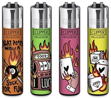 Clipper Feuerzeug 4er Set: (Luck on Fire)