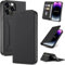S. Dawezo Handyhülle für iPhone 14 Pro, Premium Leder Klappbare Flip Case [Stoßfeste][Magnetische][Standfunktion] [Kartenfächern] Tasche Schutzhülle für iPhone 14 Pro- Schwarz