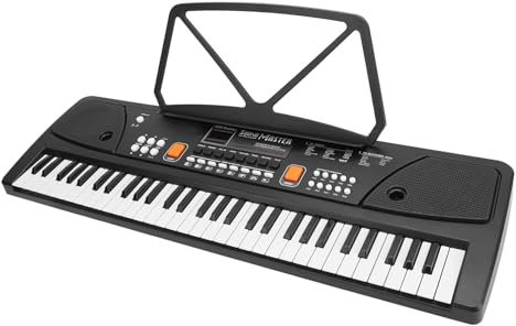 Pianoforte con Tastiera Elettronica Portatile a 61 Tasti con Batteria Ricaricabile, Doppi Altoparlanti Stereo, Funzione AUX IN, Ideale per Principianti Adulti