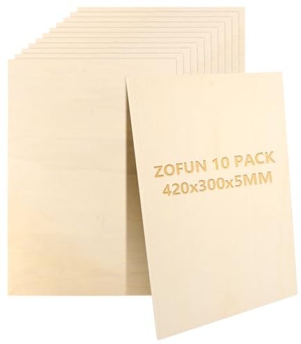 ZOFUN 10 placas de madera contrachapada A3 de 5 mm, contrachapado de álamo, placas de madera para manualidades, carpintería, pirograbado, modelismo, regalos, tablero aglomerado