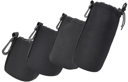 Msiud Objektivtaschen Set, 4-Teilig, S, M, L, XL, Kamera Aufbewahrungstaschen Objektivbeutel wasserdichte Tasche Tragbar Neopren Schwarz Objektivschutz Beutel Elastische StoßDäMpfung DSLR Abdeckung