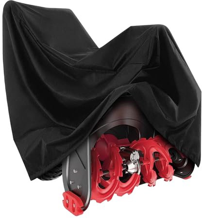 bruwaa Schneefräsenabdeckung, 600D strapazierfähiges, wasserdichtes Oxford-Tuch, universelle Passform, Outdoor-Schutz, Schneefräsenabdeckung, universell – Schwarz