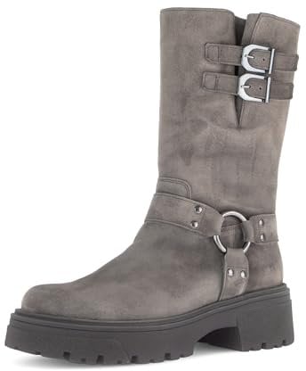 Gabor Damen Biker Boots, Frauen Stiefeletten,Booties,halbstiefel,Kurzstiefel,uebergangsschuhe,uebergangsstiefel,Mohair (Altsilber),42 EU / 8 UK