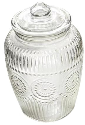 Gralara Tarro de Vidrio Grande, Tarro hermético para Comida, Decorativo, Multiusos, Bote para té de 2000ml, Tarro para Galletas, Especias, Granos de café, Girasol