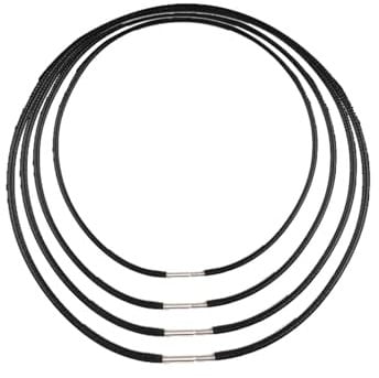 4 Stück Kunstleder Halskette,Lederkette Herren,Lederband Kette,Lederhalsband Männer,2/3mm Lederband Halskette mit Edelstahl Verschluss,Schwarz Geflochten Lederkette Lederband Armband(40/45/50/55CM )