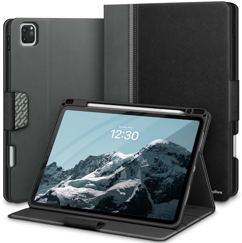 KingBlanc Case for iPad Pro 13-inch (M5 2025, M4 2024) Black | Dual-Texture Design, Pencil Holder, PU Leather, Auto Wake/Sleep, Supports Pencil Pro/USB-C, Viewing/Typing Stand