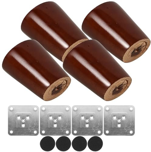 UKCOCO Holzmöbelbeine 4 Stück Runde Massivholz-Ersatzsofa-Couch-Stuhl-Loveseat-Couchtisch-Kabinett-Möbel-Holzbeine Bankbeine