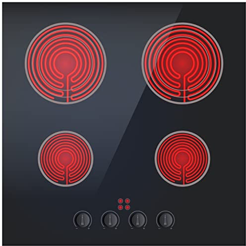 Wallario Glasbild Aktives Cerankochfeld Optik mit 4 Kochplatten und Bedienfeld - 55 x 55 cm Wandbilder Glas in Premium-Qualität: Brillante Farben, freischwebende Optik