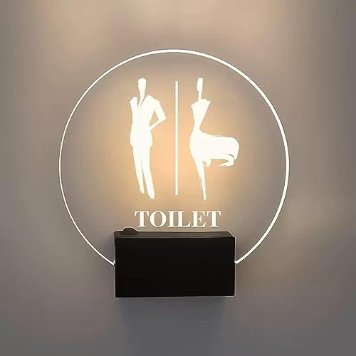 Toilettenschild aus Acryl für Herren- und Damentoiletten, LED-Toilettenschild, beleuchtetes Toilettenschild zur Wandmontage, runde 7-Zoll-Badezimmerschilder für das Büro, Geschäft
