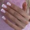 Ceboic 24Pcs Press on Nails Short Square French White Tip False Nails, Natural Glossy Full Cover Acrylic Stick on Nails, Reusable Pink Glue on Nail for Women Girls Nail Art Accessories