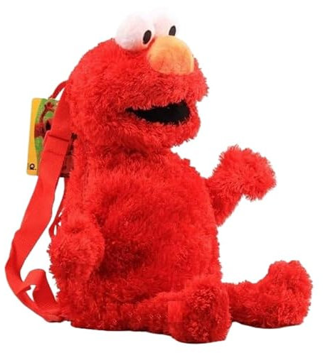 Joyes Plüsch Rucksack Sesam Stret Schultasche Cartoon Elmo Krümelmonster Big Bird Gefüllter Rucksack 46 cm 18 Zoll,rot