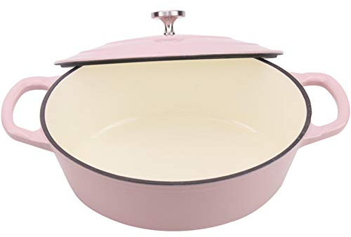 Olla para cocinar, Horno holandés con Tapa, Olla Ovalada Hierro Fundido 28 cm, Cacerola esmaltada Multifuncional, sartén Antiadherente para Hornear, estofar, freír y Asar