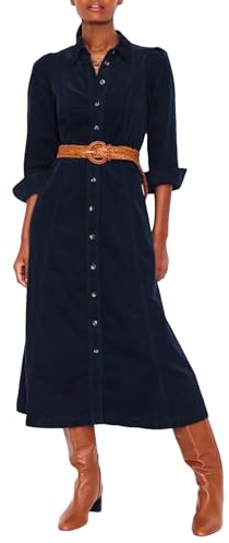 YEXPINE Women's Corduroy Maxi Dress Long Sleeve Cord Button Down Shirt Long Dress with Belt Navy