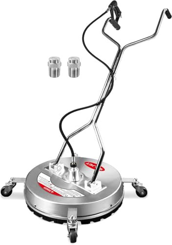 WOJET Pressure Washer Surface Cleaner 51cm/20in, Professional-grade Stainless Steel Rotary Floor Tool, 4500PSI High Pressure, Patio, Brick & Concrete Cleaning, 4 Wheels & Dual Handles (Cold/Hot Water)