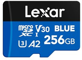 Lexar Carte micro SD bleue 256 Go jusqu'à 160 Mo/s, carte mémoire microSDXC UHS-I avec adaptateur SD, C10, U3, A2, V30, Full HD, 4K UHD, carte TF haute vitesse