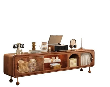 WQQYU6HKF Fernsehtisch Vollständiger TV-Schrank aus massivem Holz, einfacher Retro-Trennwand for kleine Wohnungen im Wohnzimmer TV Board