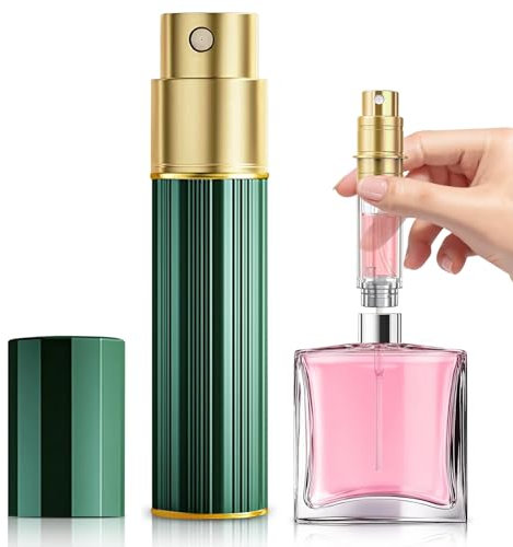 Perfume Atomiser, 5ml Perfume Travel Bottle, Refillable Perfume Bottle Mini Atomiser Spray Bottle Perfume Dispenser Perfume Refill Bottle fits Purse Handbag Pocket Luggage for Women and Men (Green)
