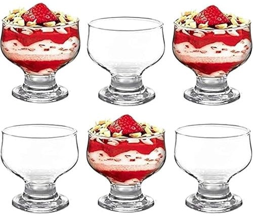 Reldor Sundae Glasses Set of 6, Tulip Prawn Cocktail Glasses, Wide Bowl Dessert Cups, Versatile Cocktail Bowls, Sundae Ice Cream Bowls, Trifle Bowl for Fruit Salad, and Pudding