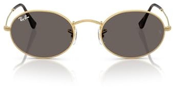 Ray-Ban Unisex Rb3547n Oval Flat Lens Sonnenbrille, Gold/Dunkelgrau