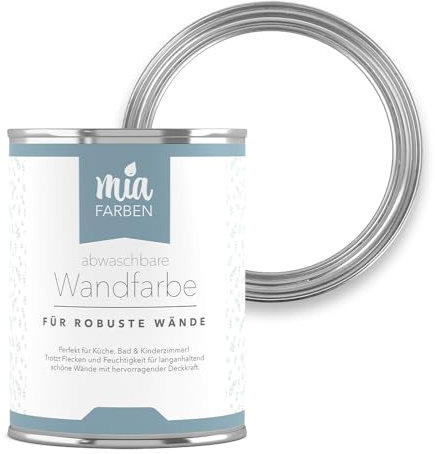 miafarben abwaschbare Wandfarbe für Wände & Tapeten 2,5L - sanfte, matte Farbtöne, hochdeckend (Traumhaftes Weiss)
