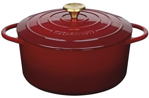 Küchenprofi Gusseisen Bräter mit Deckel rund, médoc, 26 cm, Schmortopf, Auflaufform, Dutch Oven, Brotbacktopf, emailliert, für alle Herdarten (inkl. Induktion), zum Schmoren, Backen, Braten