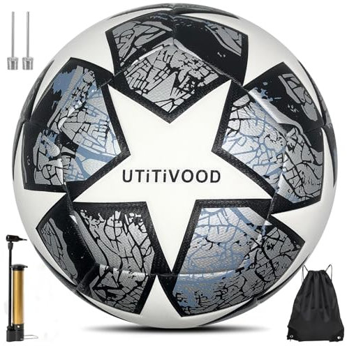 UTiTiVOOD Fußball größe 5 Fussball Geschenke Jungen.fussbälle Fans lederfussball Liebhaber Ausgestattet mit Pumpe und Balltasche