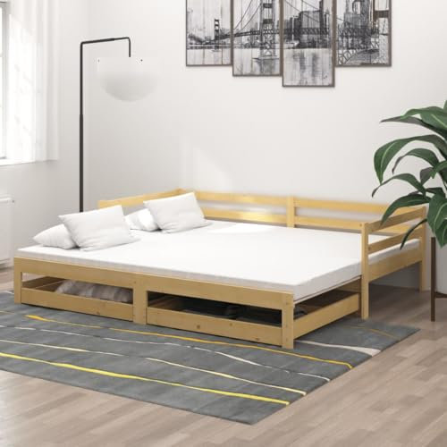 LAPOOH Ausziehbares Tagesbett 2X(90x200) cm Massivholz Kiefer, Schlafsofa, Daybed, Bettsofa, Sofa Bed, Sofabett, Schlafcouch, Jugendbett, Bettgestell, Bettcouch - 3083694